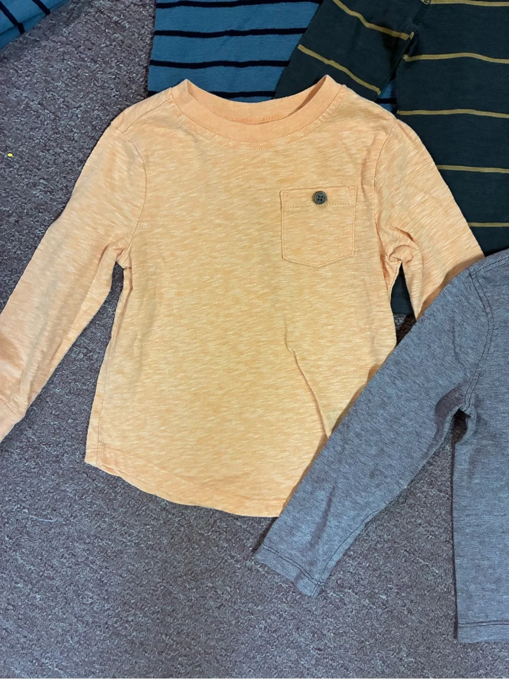 Old Navy Boys Long-Sleeve Stripe & Solid Tee Mix - Blue, Green, Yellow, Gray